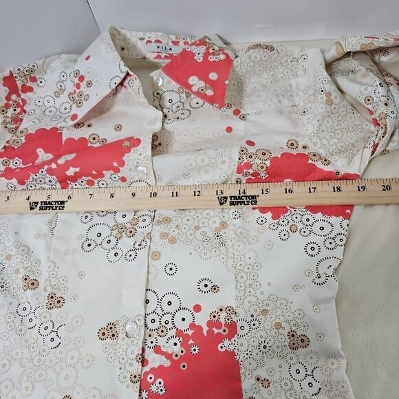 Vila Clothes ANISETTE FLOWER SHIRT Womens Button-Down Blouse Coral Tan-Size M - Picture 9 of 11